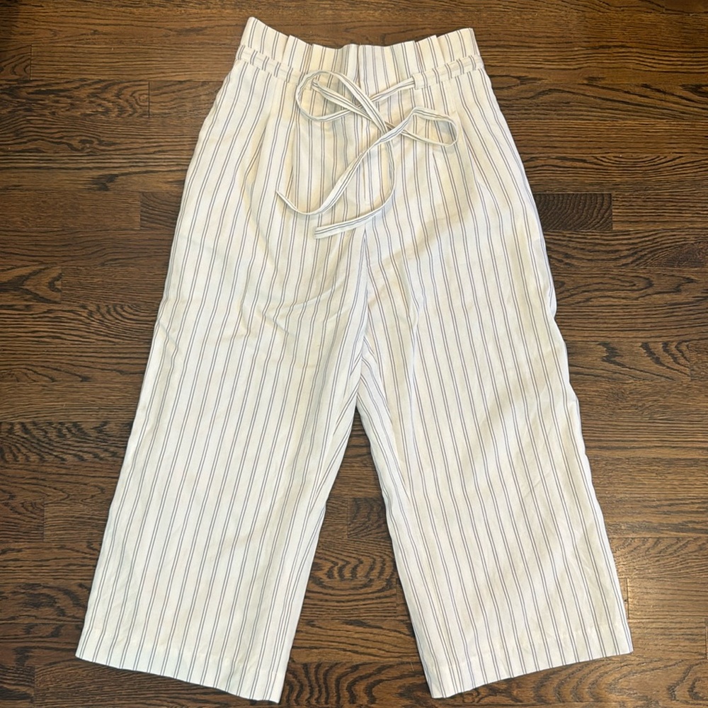 Club Monaco White Striped Linen Pants